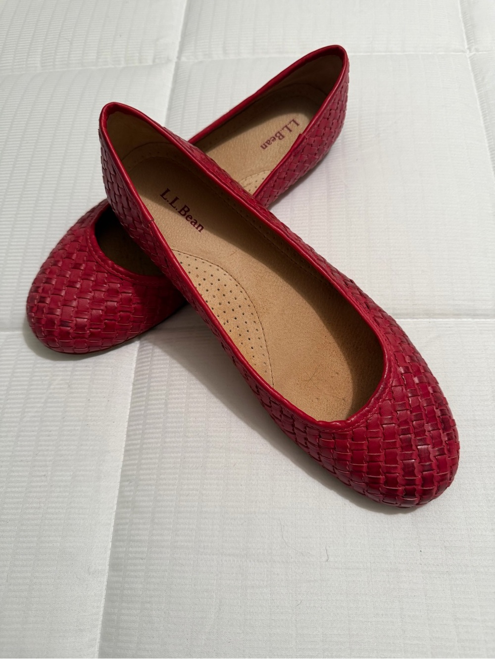 L.L. Bean Crimson Woven Leather Ballet Flats - 9M